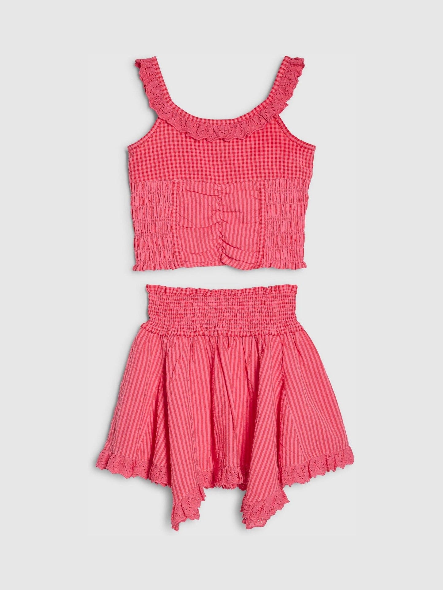 Dsiney Kidz - River Island Pink Gingham Top and Skirt Set image 1