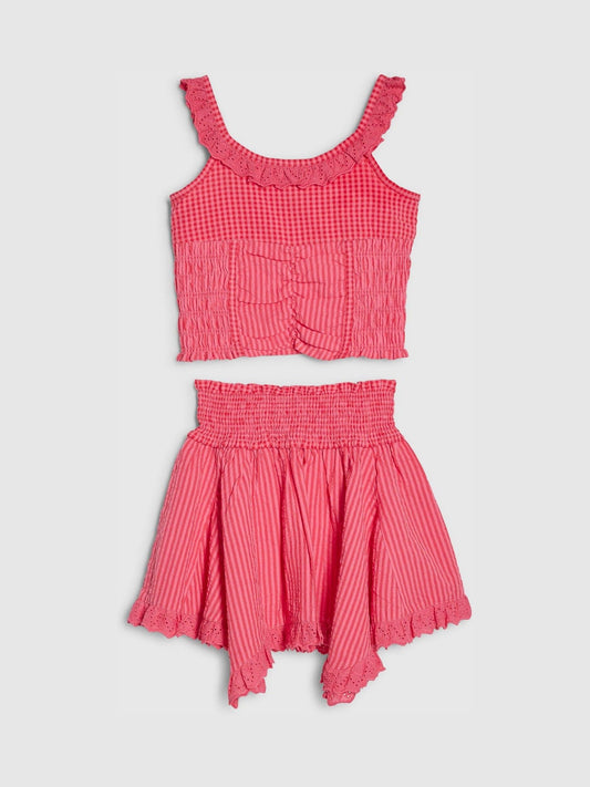 Dsiney Kidz - River Island Pink Gingham Top and Skirt Set image 1