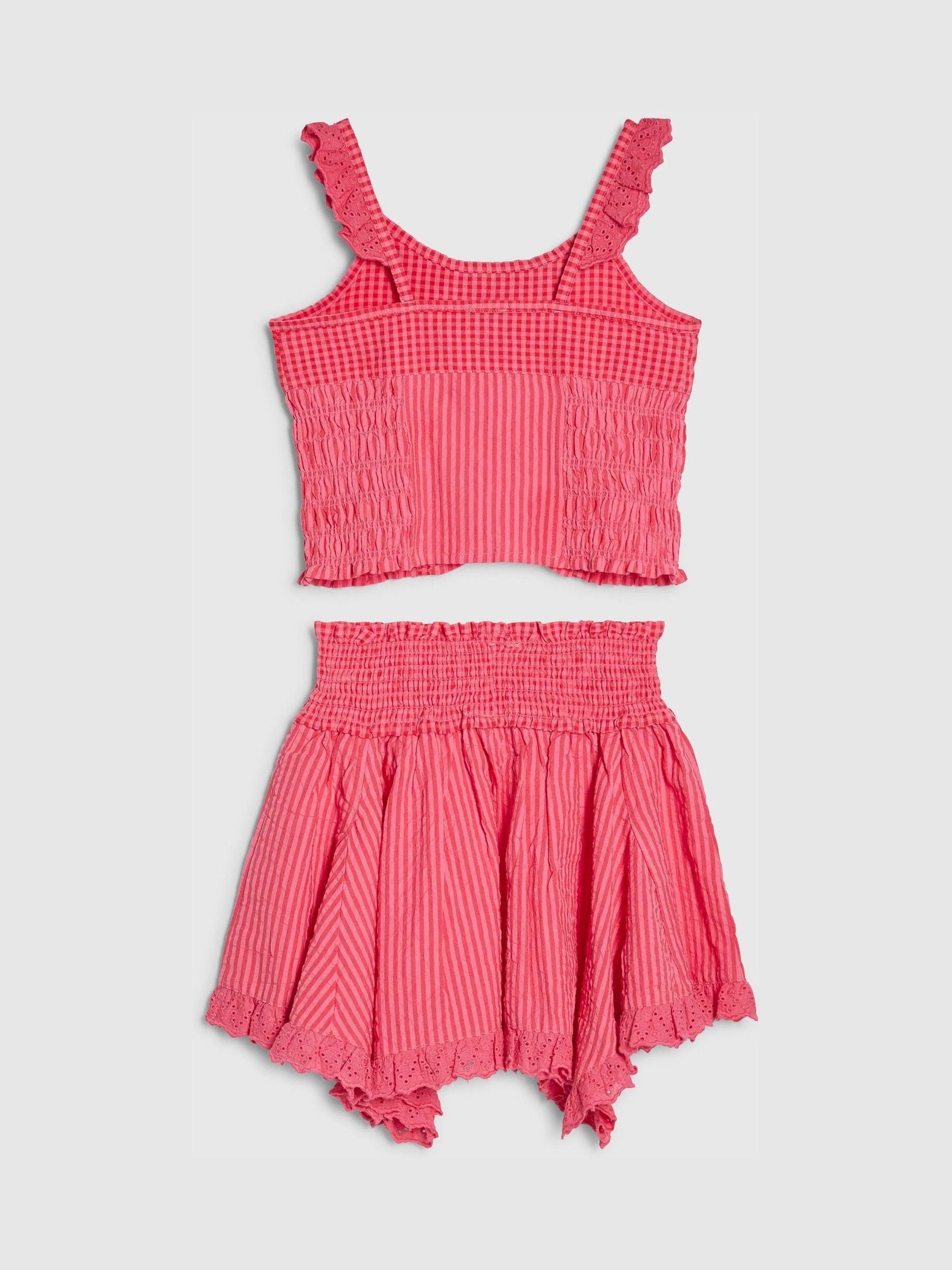 Dsiney Kidz - River Island Pink Gingham Top and Skirt Set image 2