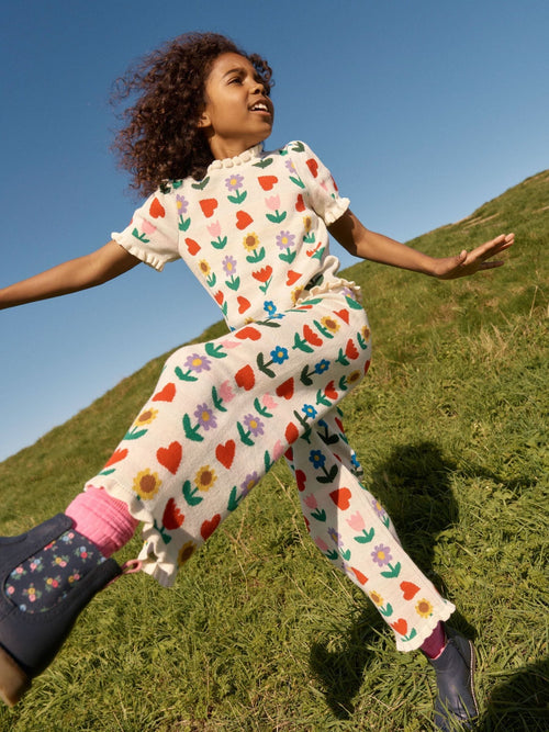 Boden Cream Flared Knitted Trousers image 1