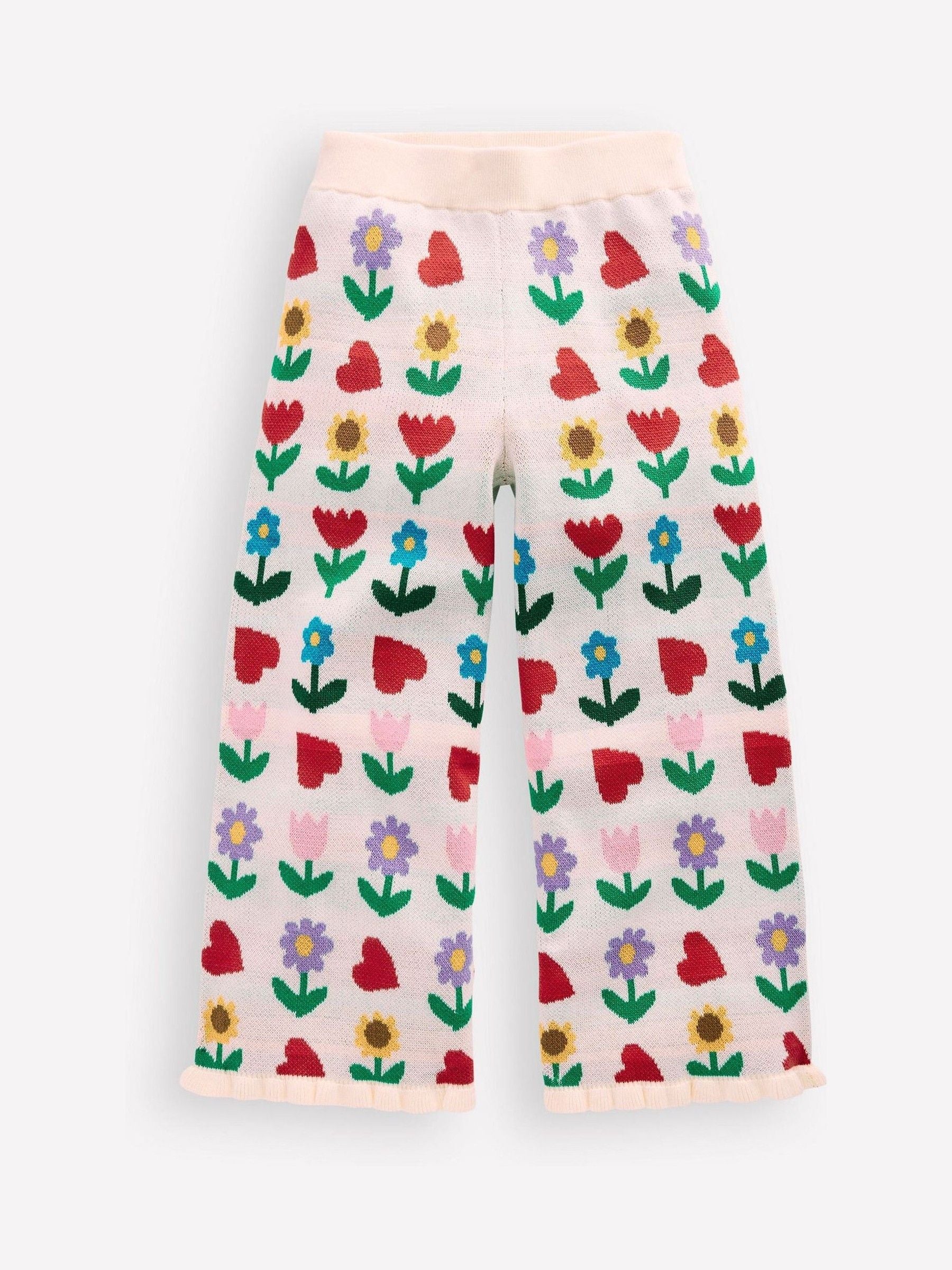 Boden Cream Flared Knitted Trousers image 2