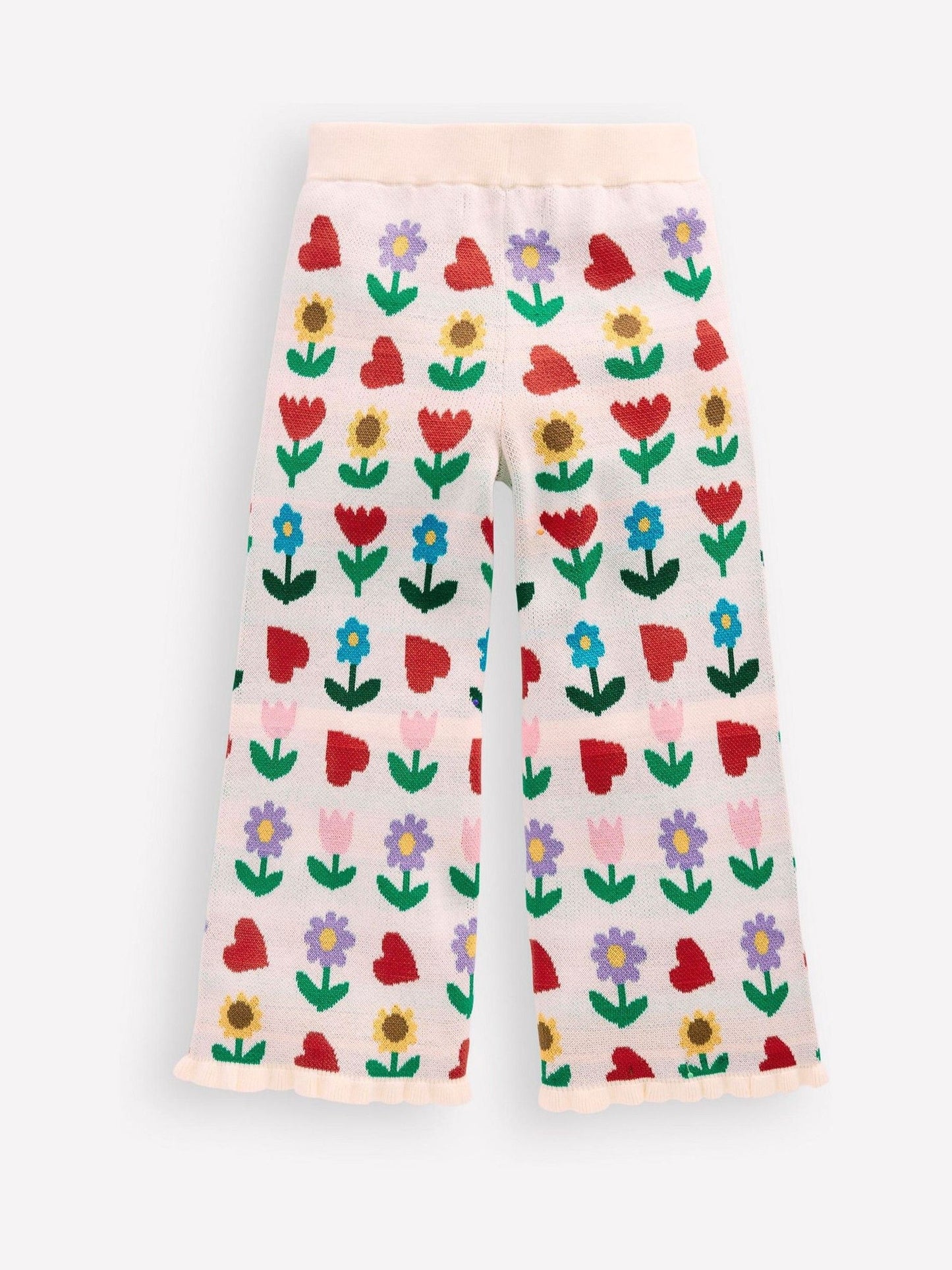 Boden Cream Flared Knitted Trousers image 3
