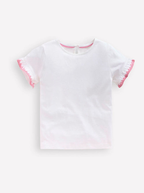 Boden Cream Ruffle Sleeve T-Shirt image 1