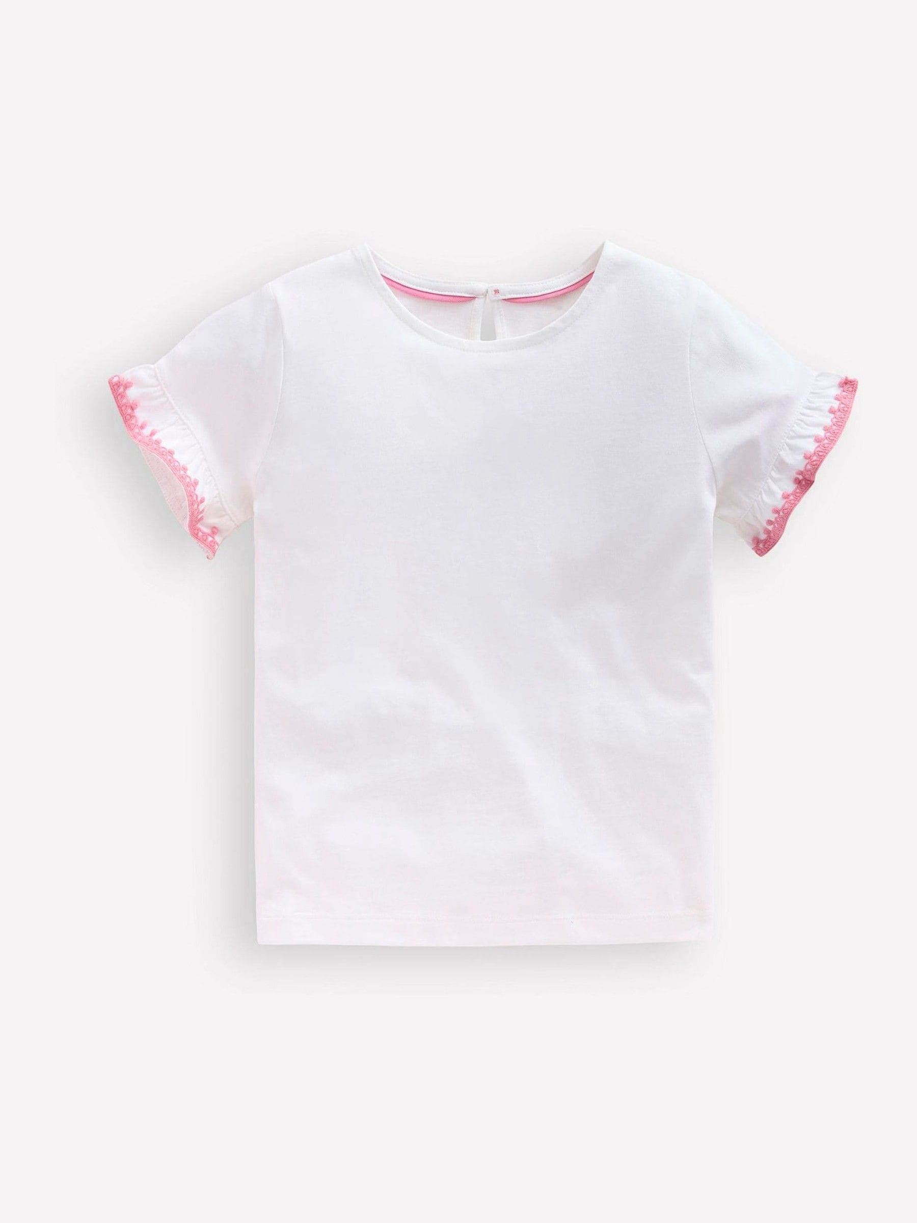 Boden Cream Ruffle Sleeve T-Shirt image 1