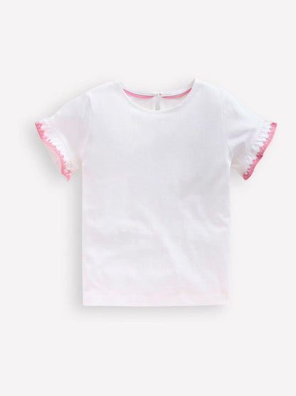 Boden Cream Ruffle Sleeve T-Shirt image 1