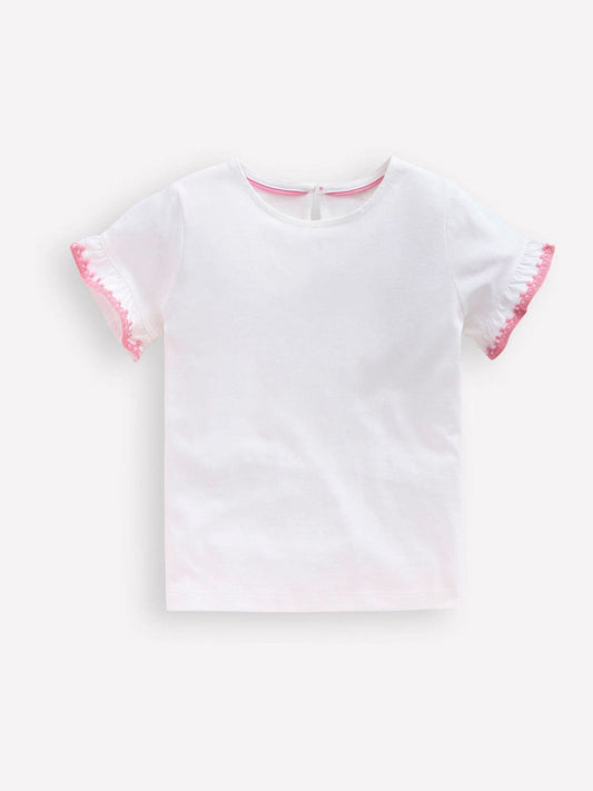 Boden Cream Ruffle Sleeve T-Shirt image 1