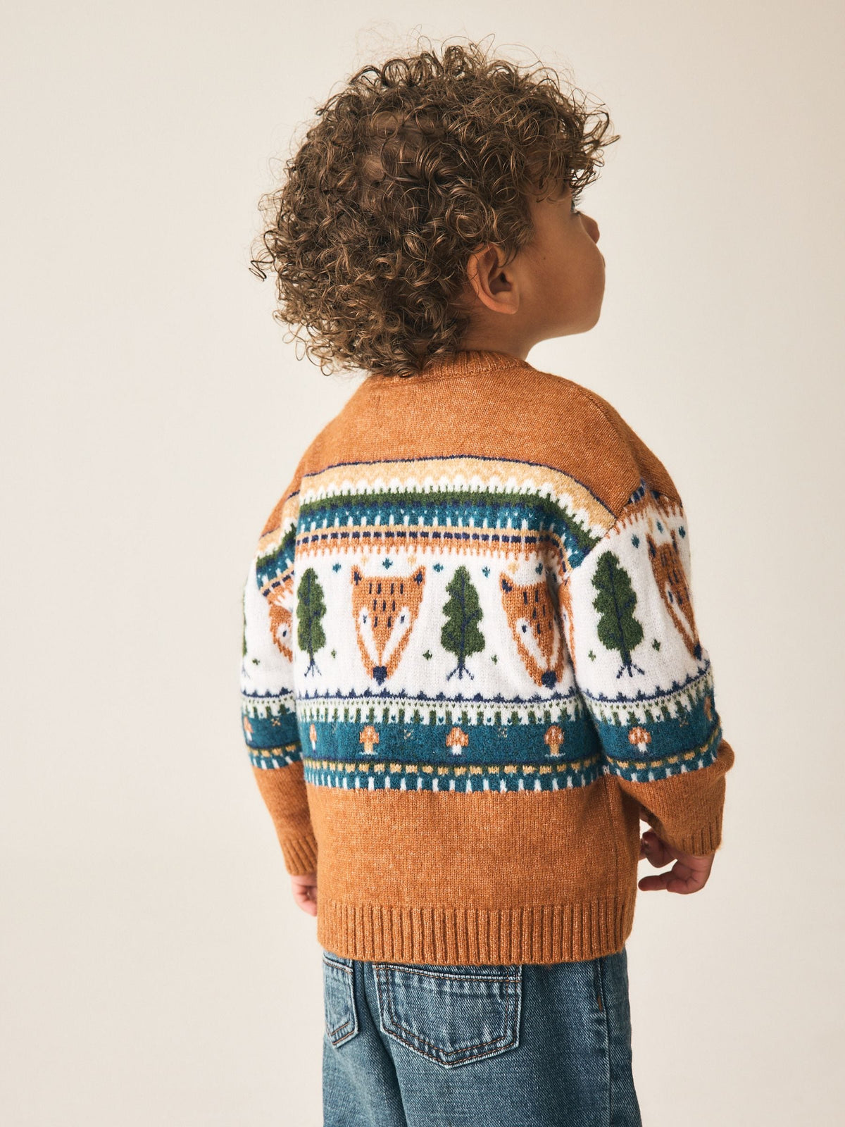 Brown/Cream Character Knitted Crew Neck Jumper (3mths-7yrs) - image 3