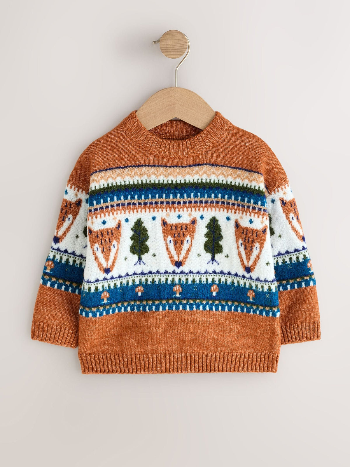 Brown/Cream Character Knitted Crew Neck Jumper (3mths-7yrs) - image 5