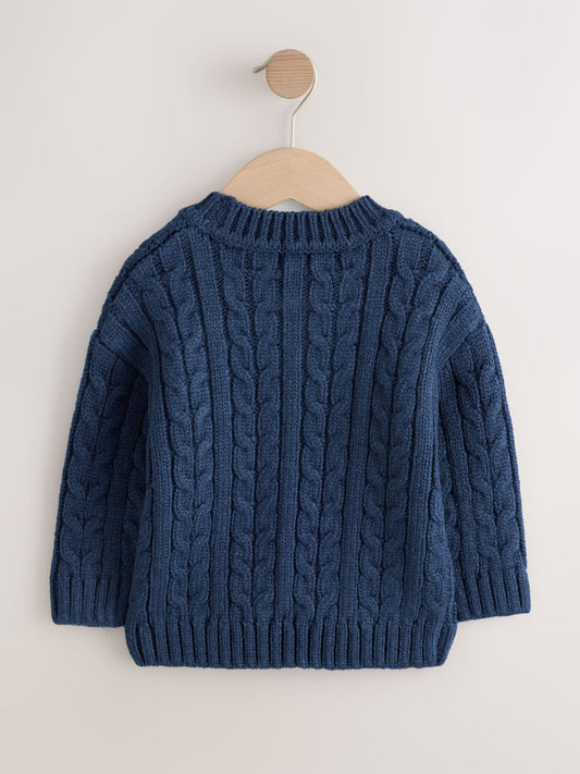 Dsiney Kidz - Navy Cable Knit Crew Neck Jumper (3mths-7yrs) image 2