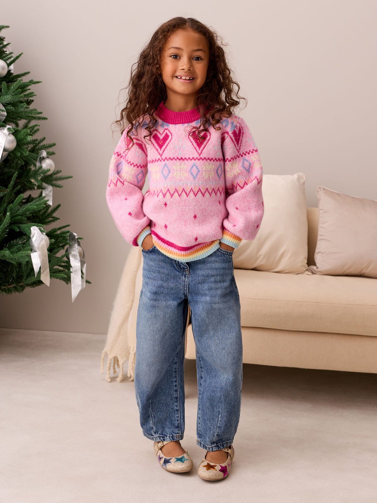 Little Bird Pink Heart Family Christmas Jumper - image 1