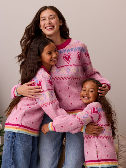 Little Bird Pink Heart Family Christmas Jumper - image 3