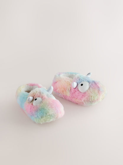 Rainbow Monster Character Mule Slippers image 1