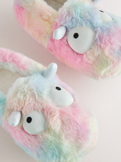 Rainbow Monster Character Mule Slippers image 3