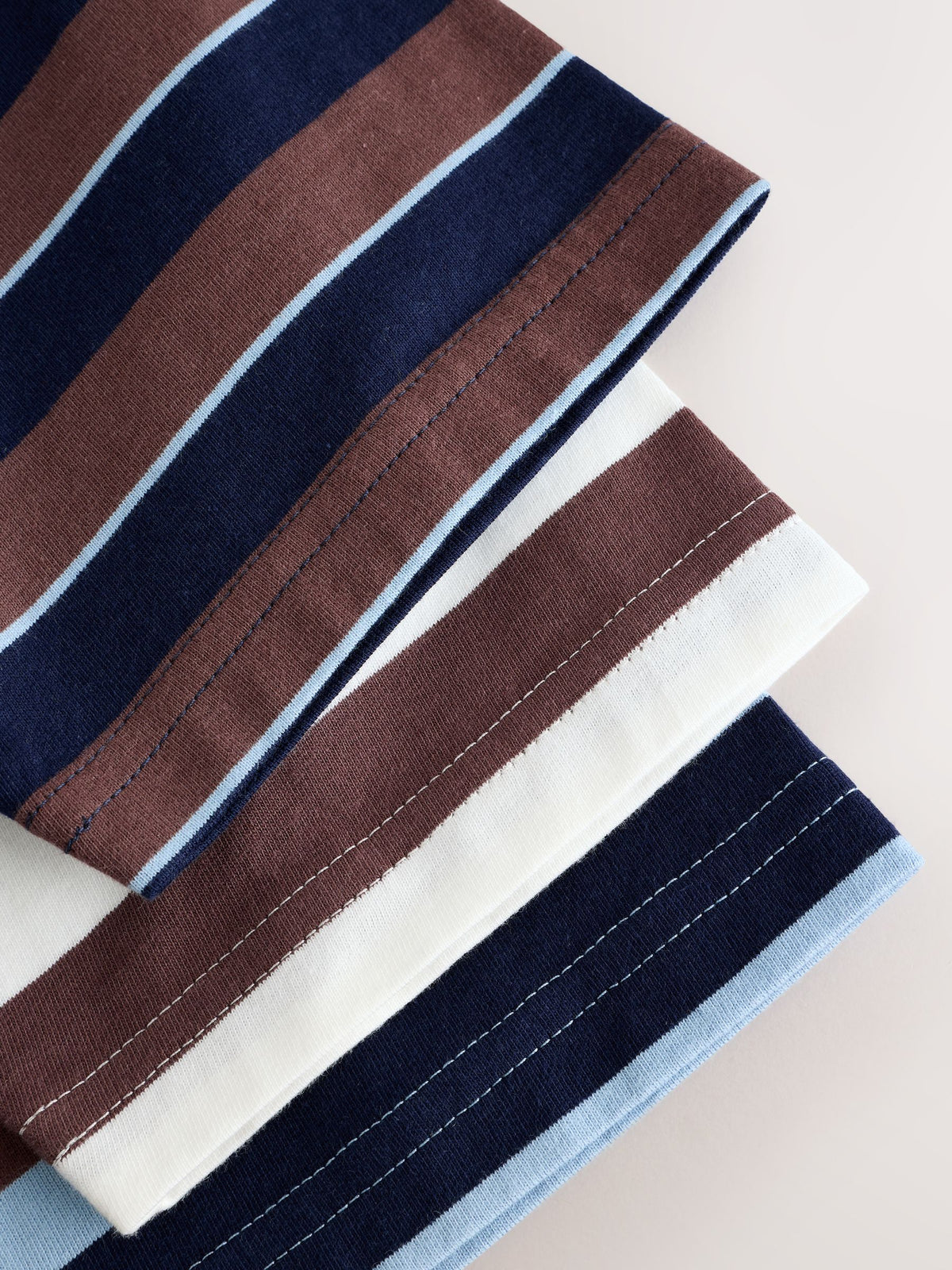 Blue/Brown/Ecru Stripe Short Pyjamas 3 Pack (3-16yrs) - image 7