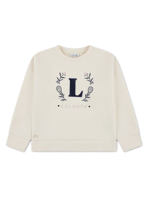 Lacoste Cream Spacer Knit Oversized Crewneck T-Shirt image 1