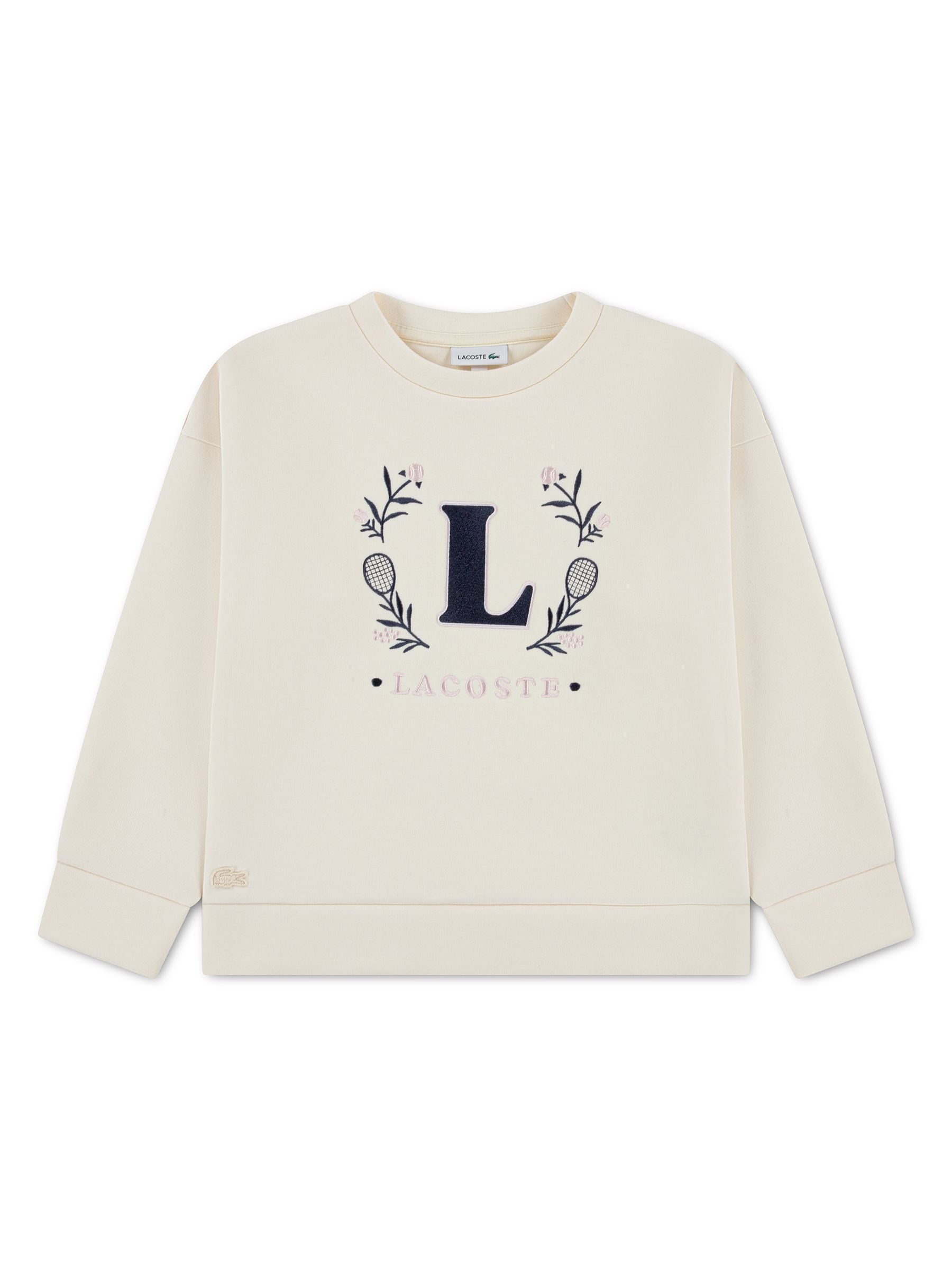 Lacoste Cream Spacer Knit Oversized Crewneck T-Shirt image 1
