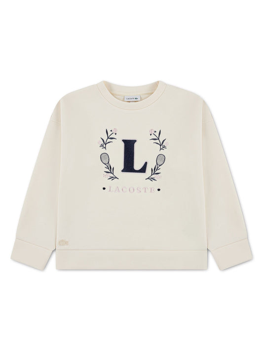 Lacoste Cream Spacer Knit Oversized Crewneck T-Shirt image 1