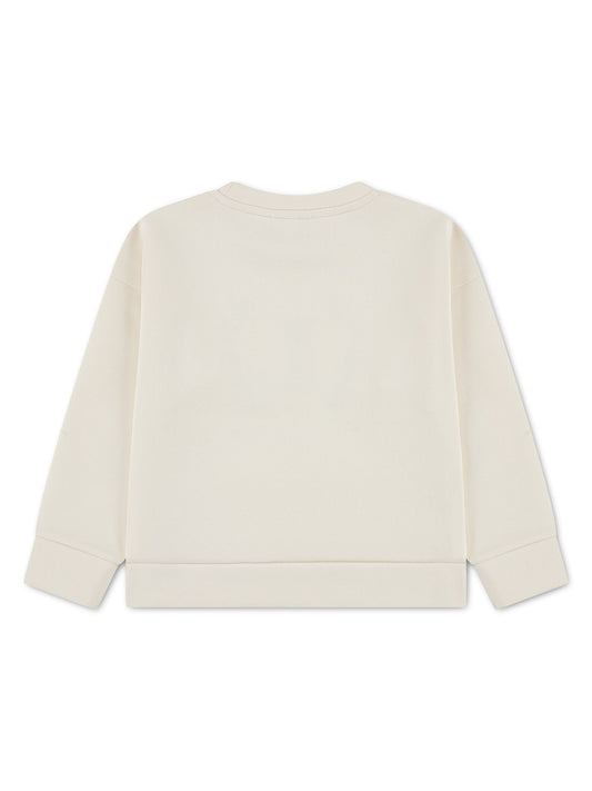 Lacoste Cream Spacer Knit Oversized Crewneck T-Shirt image 2