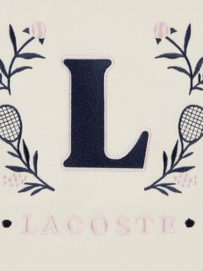 Lacoste Cream Spacer Knit Oversized Crewneck T-Shirt image 3
