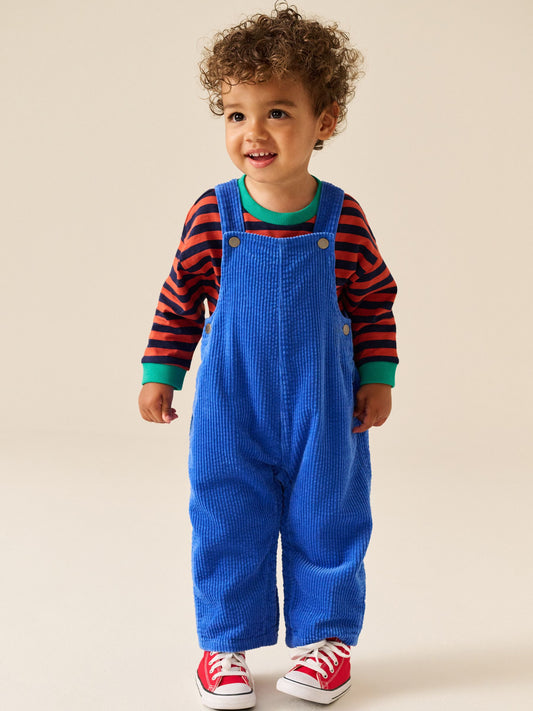 Cobalt Blue Wide Fit Textured Corduroy Dungarees (3mths-7yrs) image 1