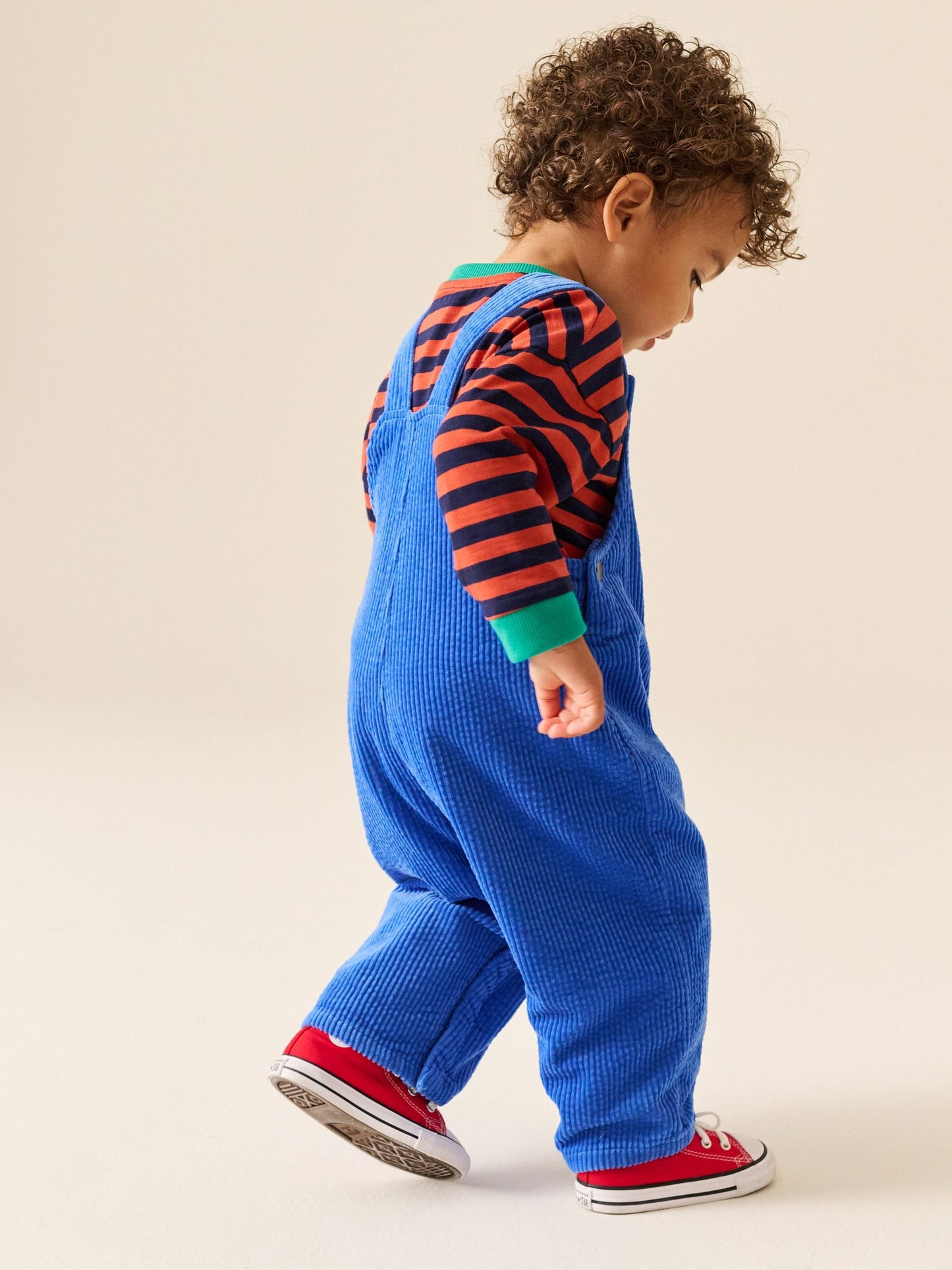 Cobalt Blue Wide Fit Textured Corduroy Dungarees (3mths-7yrs) image 2