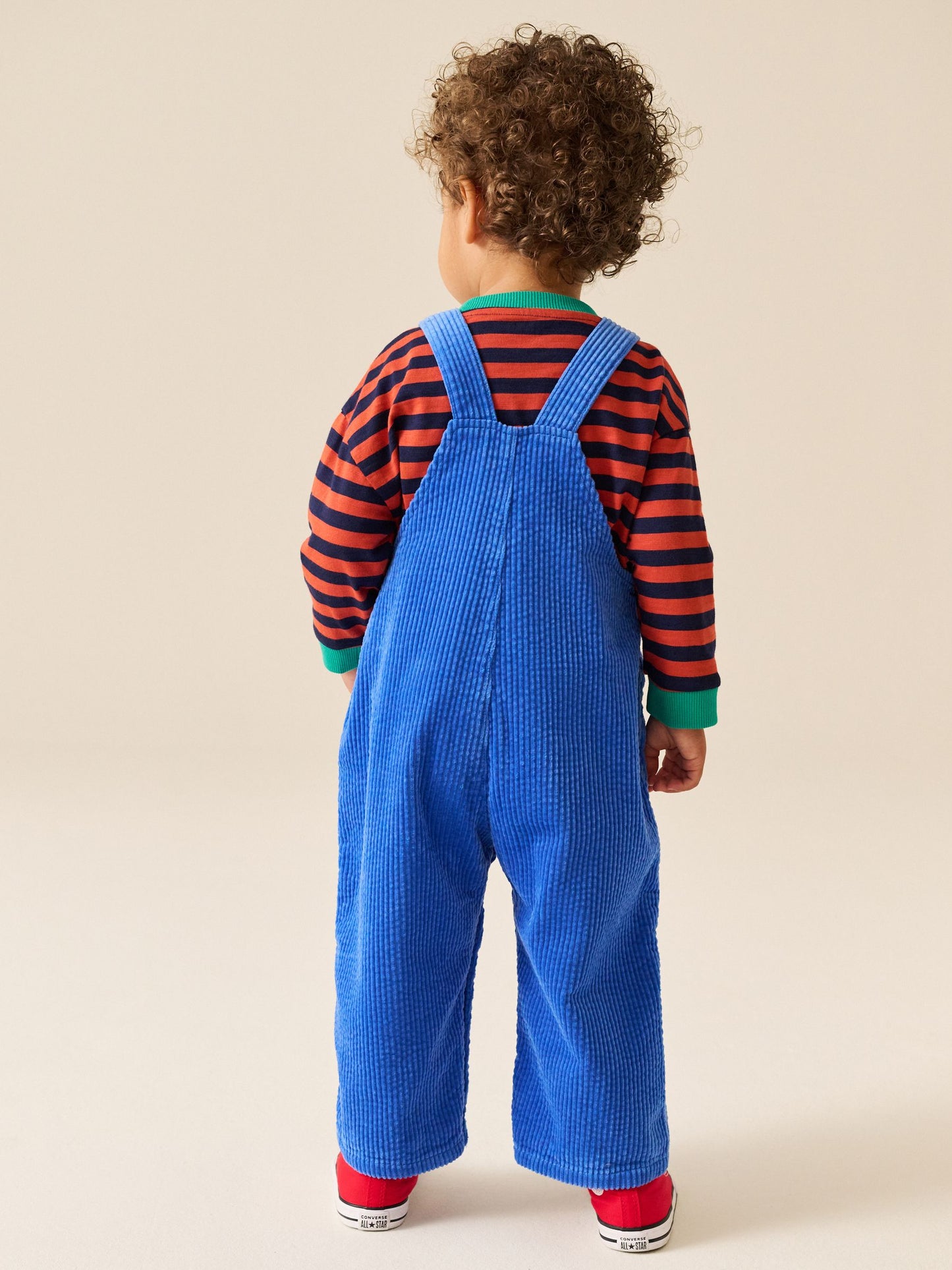 Cobalt Blue Wide Fit Textured Corduroy Dungarees (3mths-7yrs) image 3