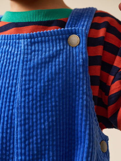 Cobalt Blue Wide Fit Textured Corduroy Dungarees (3mths-7yrs) image 4