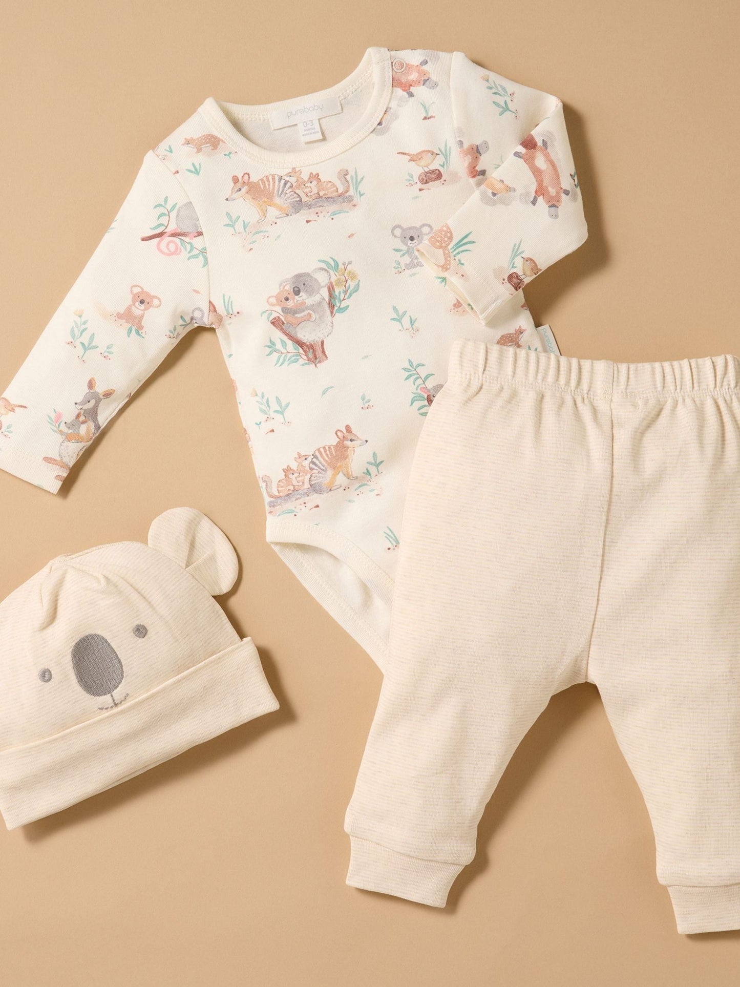 Purebaby Natural Hat Set 3 Piece image 4