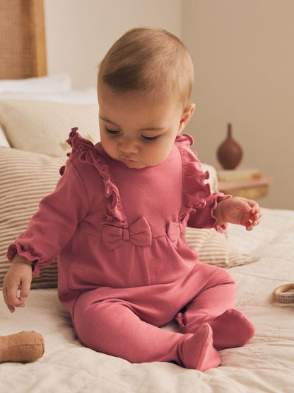 Pink Bow Baby Sleepsuit 3 Pack (0mths-2yrs) - image 2