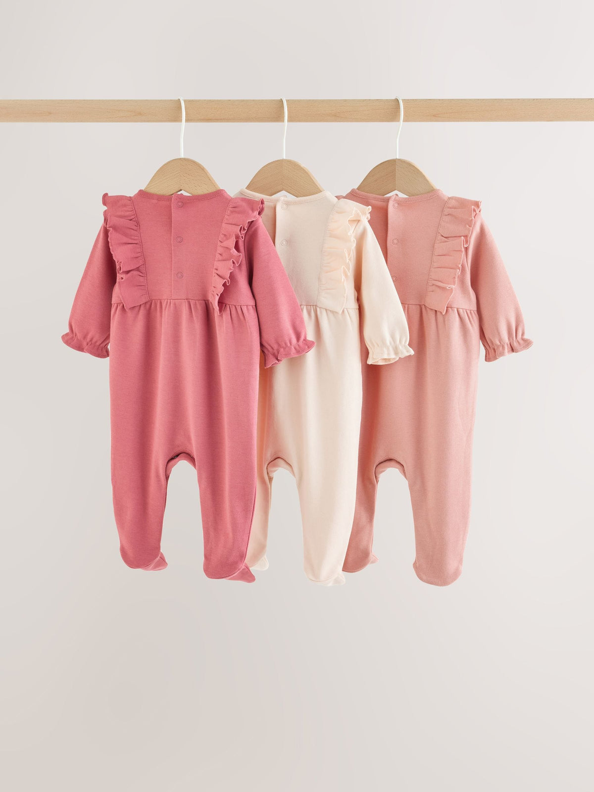 Pink Bow Baby Sleepsuit 3 Pack (0mths-2yrs) - image 6