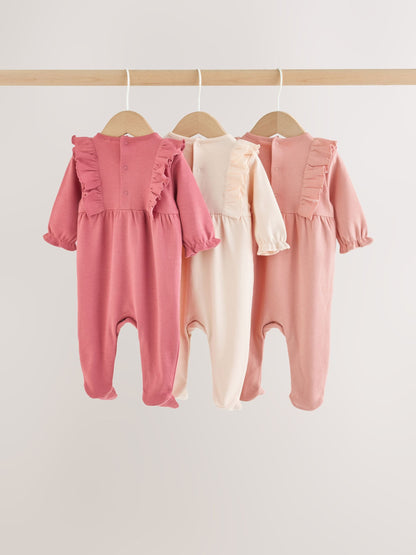 Pink Bow Baby Sleepsuit 3 Pack (0mths-2yrs) - image 6