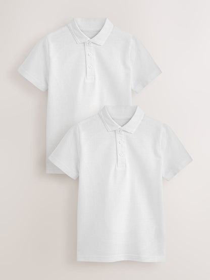Dsiney Kidz - White Cooling-Technology Quick-Dry School Short Sleeve Polo Shirts 2 Pack (3-16yrs) image 1