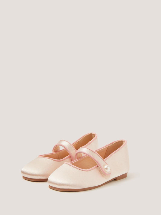 Monsoon Ivory Pearl Strap Satin Walker Shoes image 1
