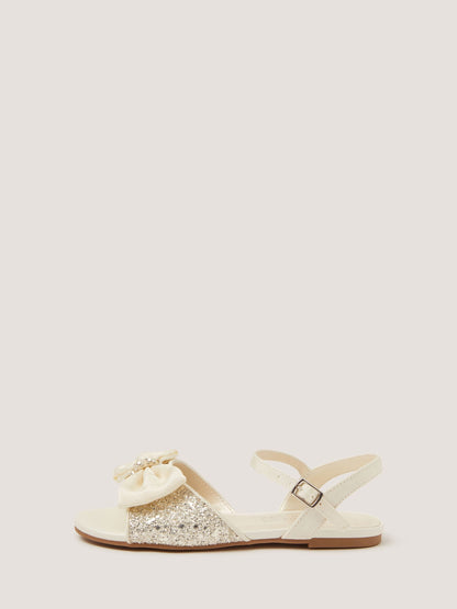 Monsoon Cream Communion Sparkle Pearl Bow Sandals image 1