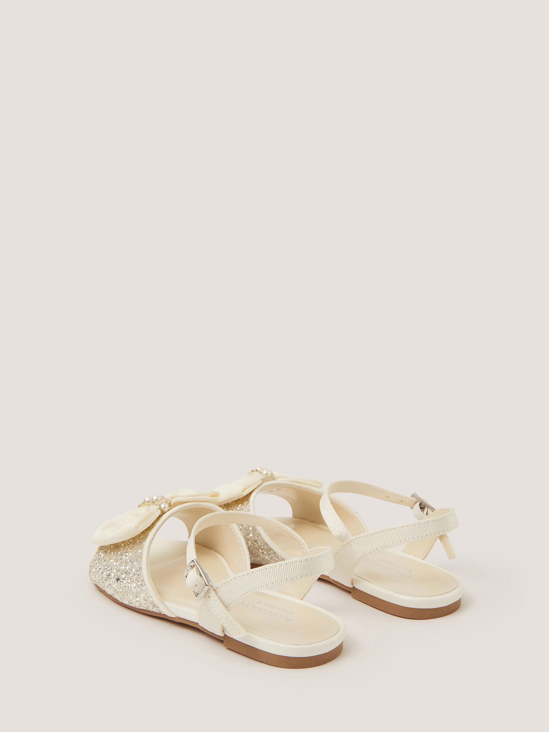 Monsoon Cream Communion Sparkle Pearl Bow Sandals image 3
