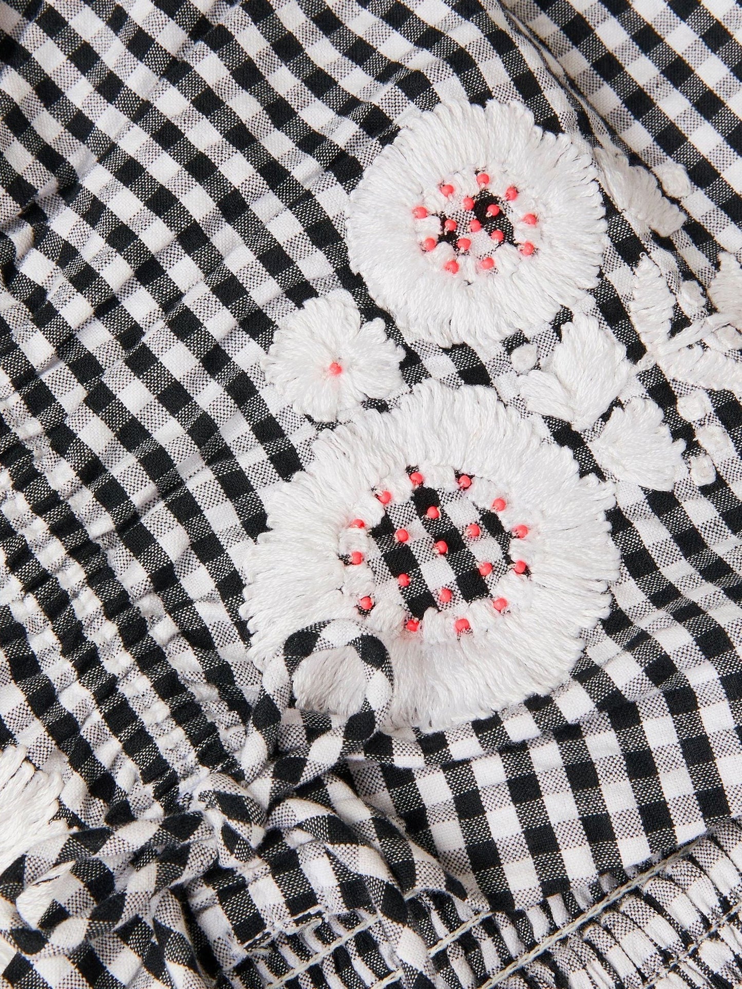 Monsoon Black Floral Embroidered Gingham Cut Out Dress image 4
