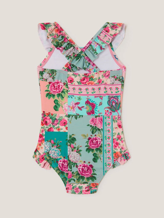 Monsoon Green Baby Patchwork Floral Swimsuit image 2