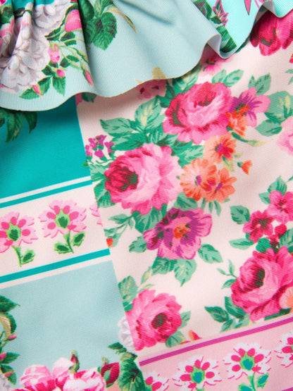 Monsoon Green Baby Patchwork Floral Swimsuit image 3