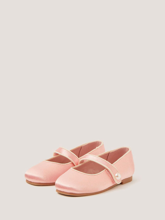 Monsoon Pink Pearl Strap Satin Walker Shoes image 1