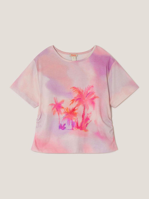Monsoon Pink Palm Print Ombré T-Shirt image 1