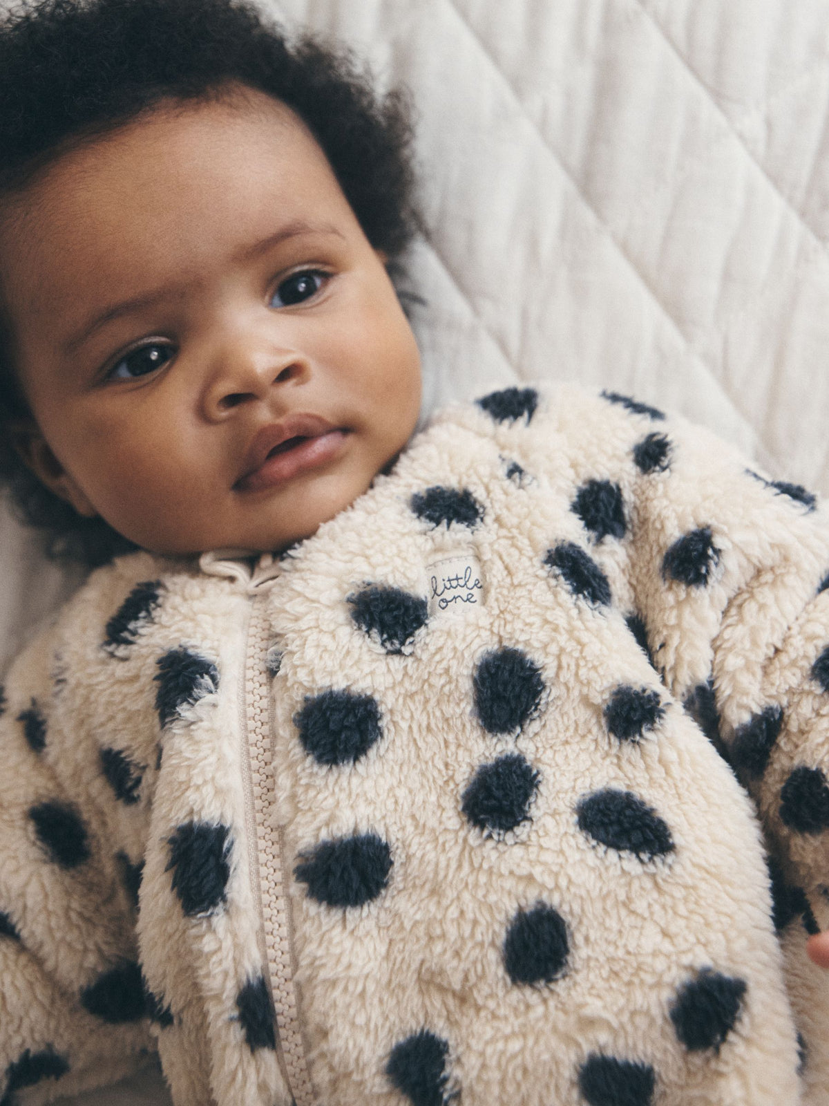Black/White Dalmation Fleece Two Way Zip Baby Sleepsuit - image 3