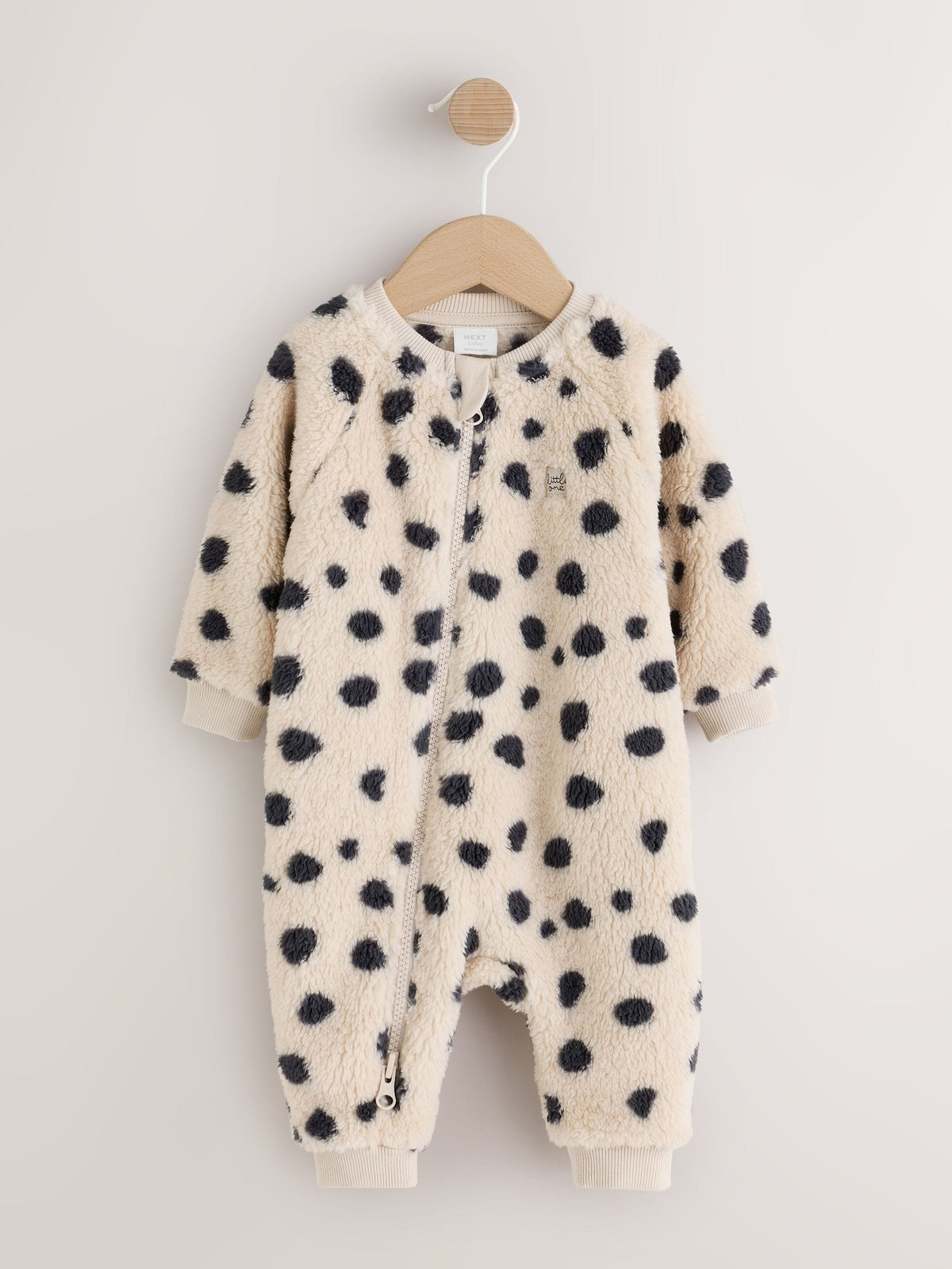 Black/White Dalmation Fleece Two Way Zip Baby Sleepsuit - image 4