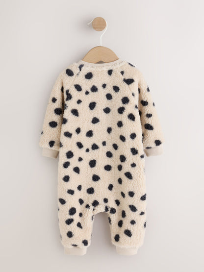 Black/White Dalmation Fleece Two Way Zip Baby Sleepsuit - image 5