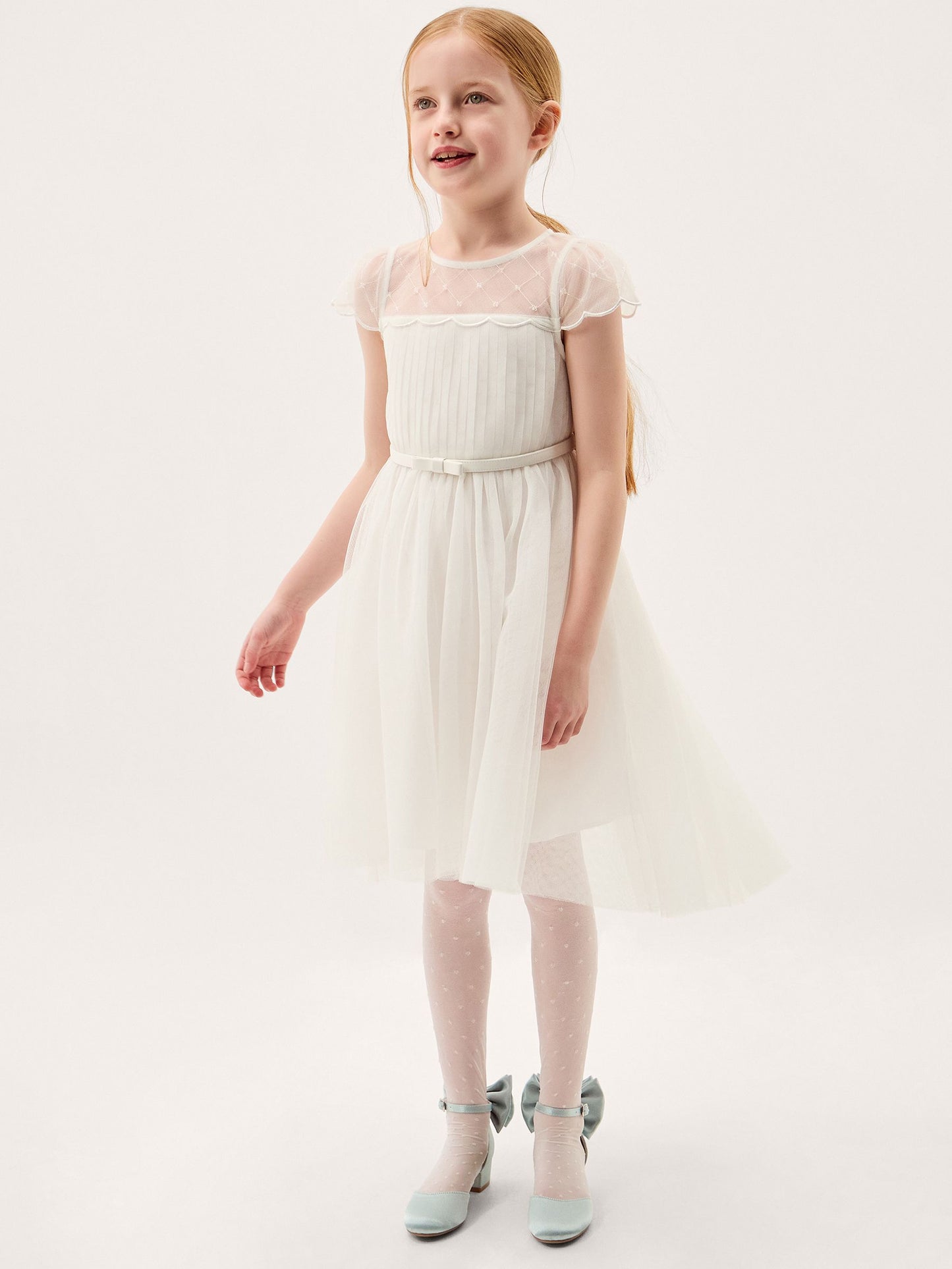 Monsoon Ivory Gracia Embroidered Yoke Tulle Dress image 1