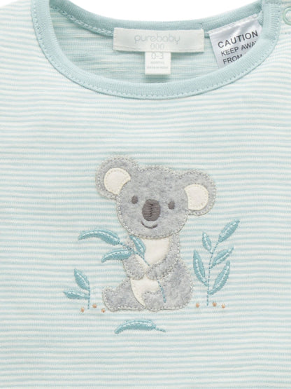 Purebaby Green Koala Shortie Romper image 3