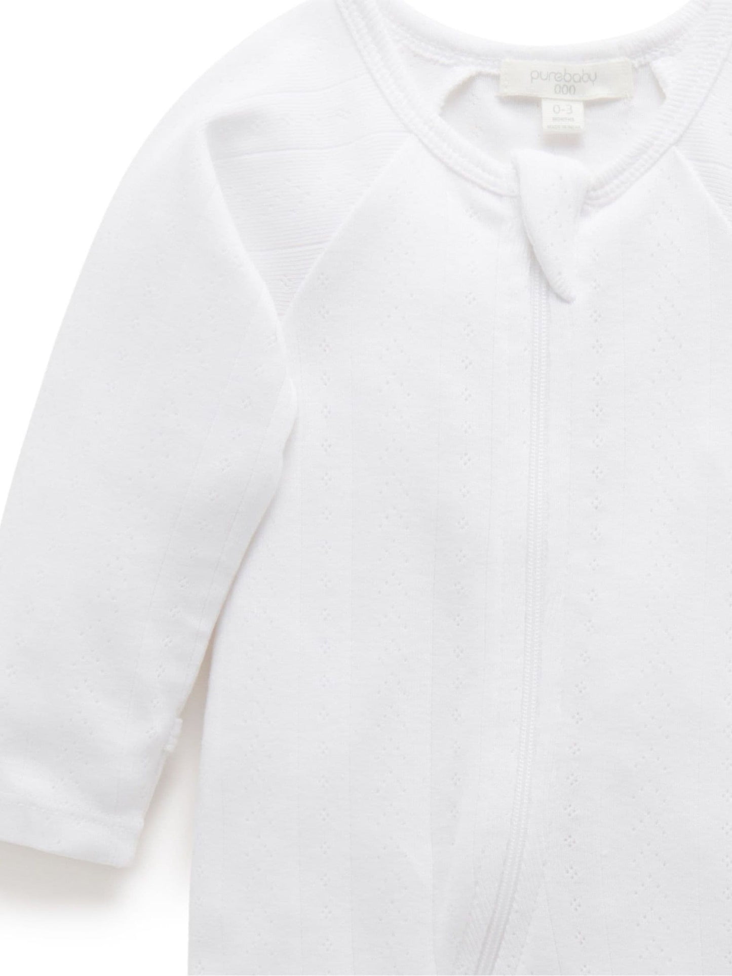 Purebaby White Pointelle Sleepsuit & Hat image 3