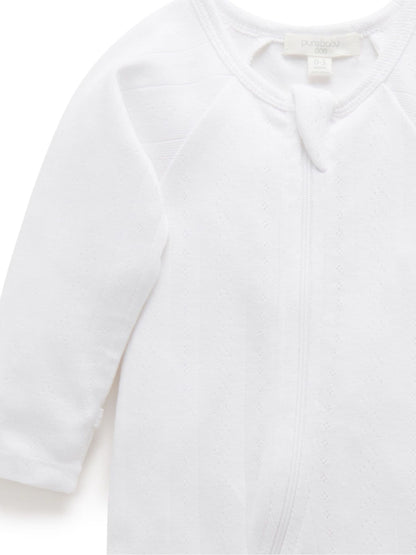 Purebaby White Pointelle Sleepsuit & Hat image 3