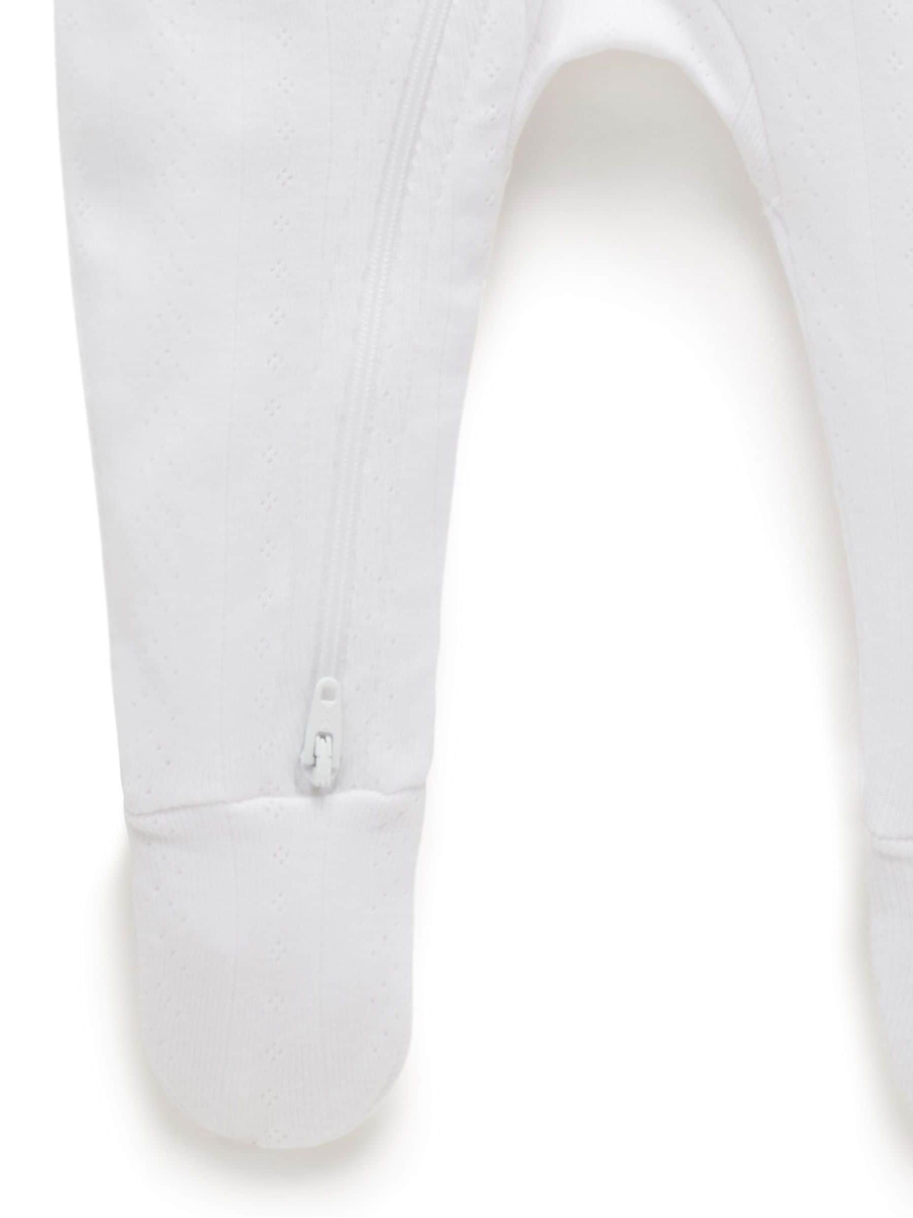Purebaby White Pointelle Sleepsuit & Hat image 4