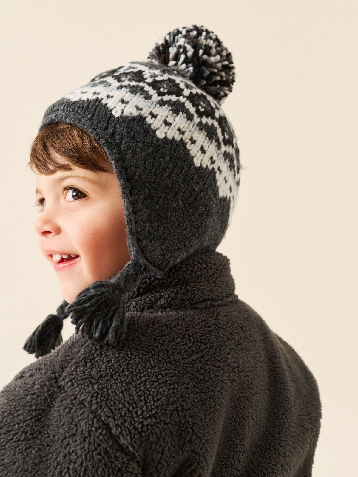 Dsiney Kidz - Black/ White Fairisle Pom Knitted Beanie Hat (3mths-13yrs) image 1