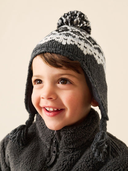 Dsiney Kidz - Black/ White Fairisle Pom Knitted Beanie Hat (3mths-13yrs) image 2